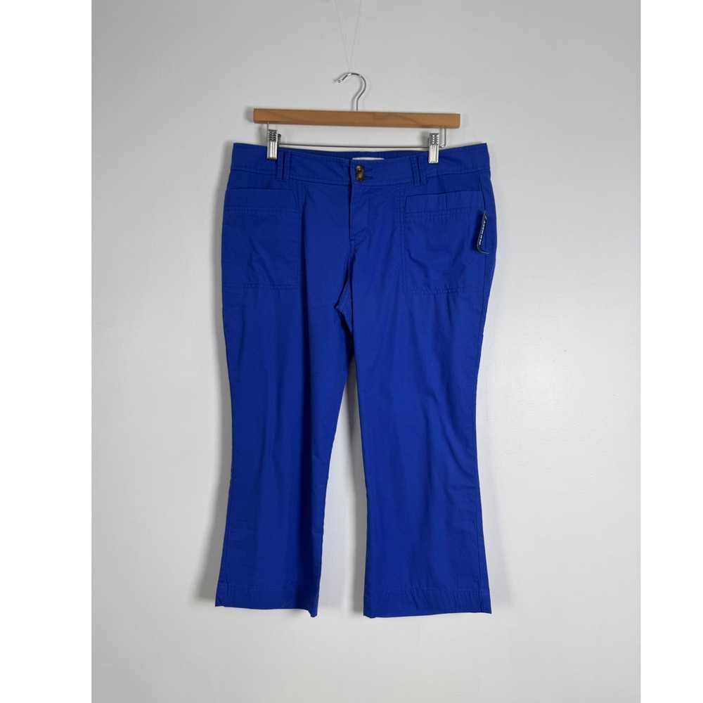 Coastal Old Navy Women 10 Cropped Utility Pants Royal Blue Cotton Mid Rise Capri